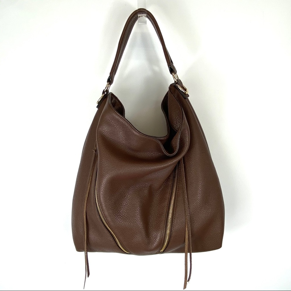 Rebecca Minkoff chocolate brown leather Moto Hobo